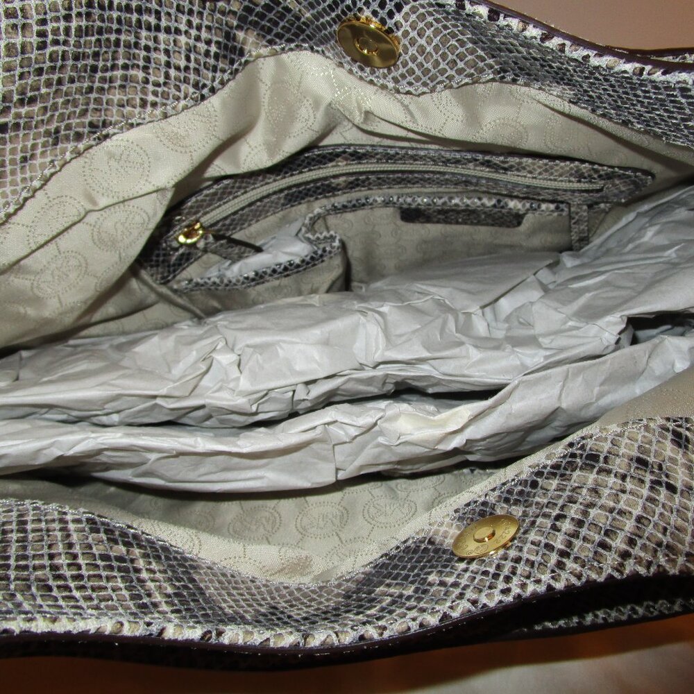 Michael Kors Milo Dark Sand Python Embossed Tote - image 7